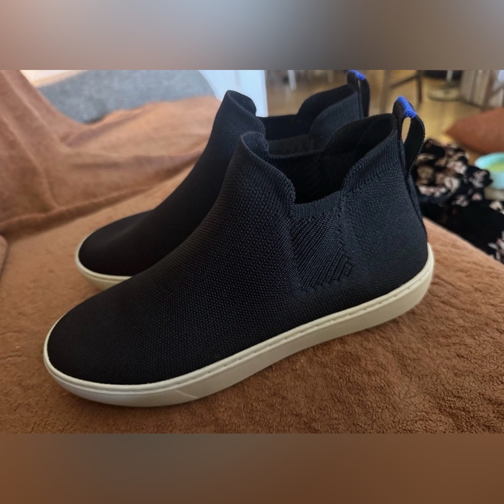 Rothy's Chelsea Ankle Boots Women's Size 9 Black Knit Comfortable Cozy Casual - Picture 2 of 10